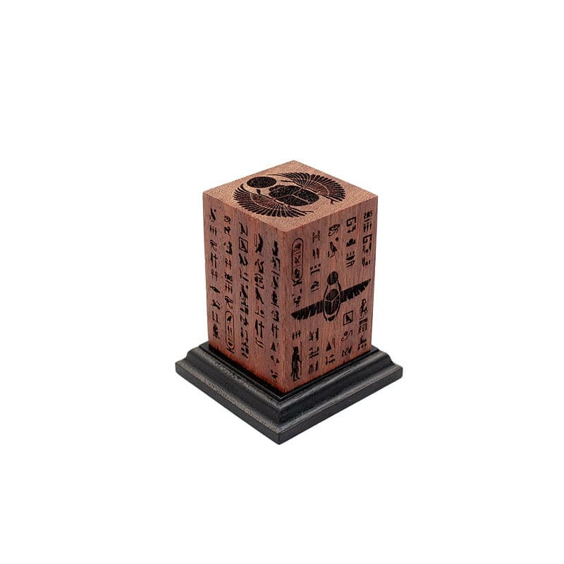 Engraved Teak Ornate Scarab Plinth (Type 7)