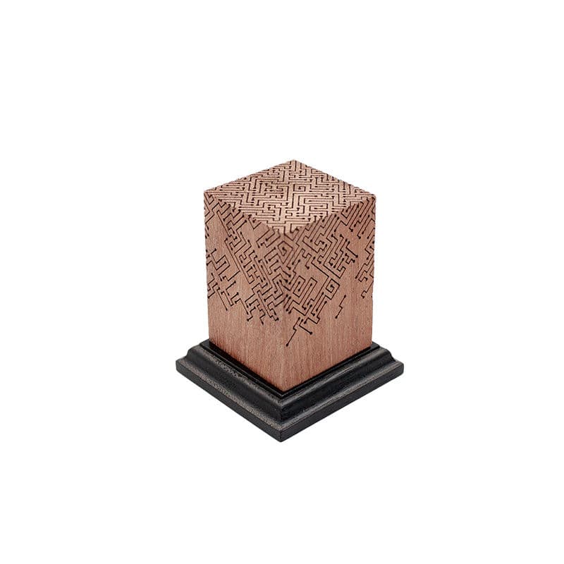 Engraved Teak Ornate Cyber Plinth (Type 7)