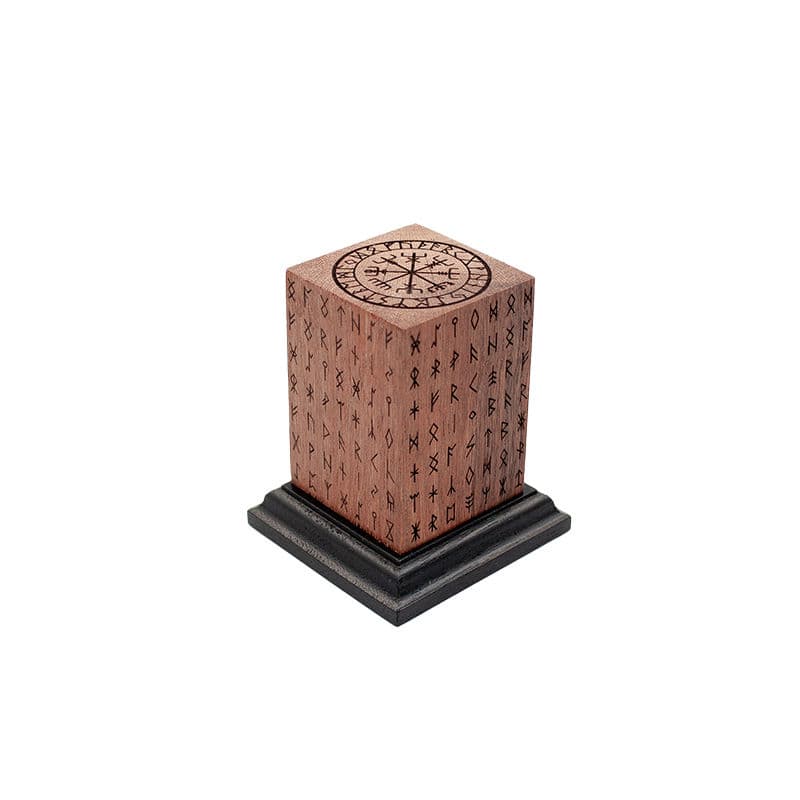 Engraved Teak Ornate Viking Plinth (Type 7)