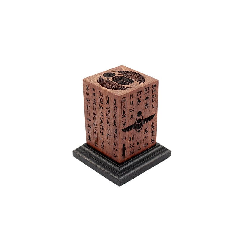 Engraved Teak Ornate Scarab Plinth (Type 8)