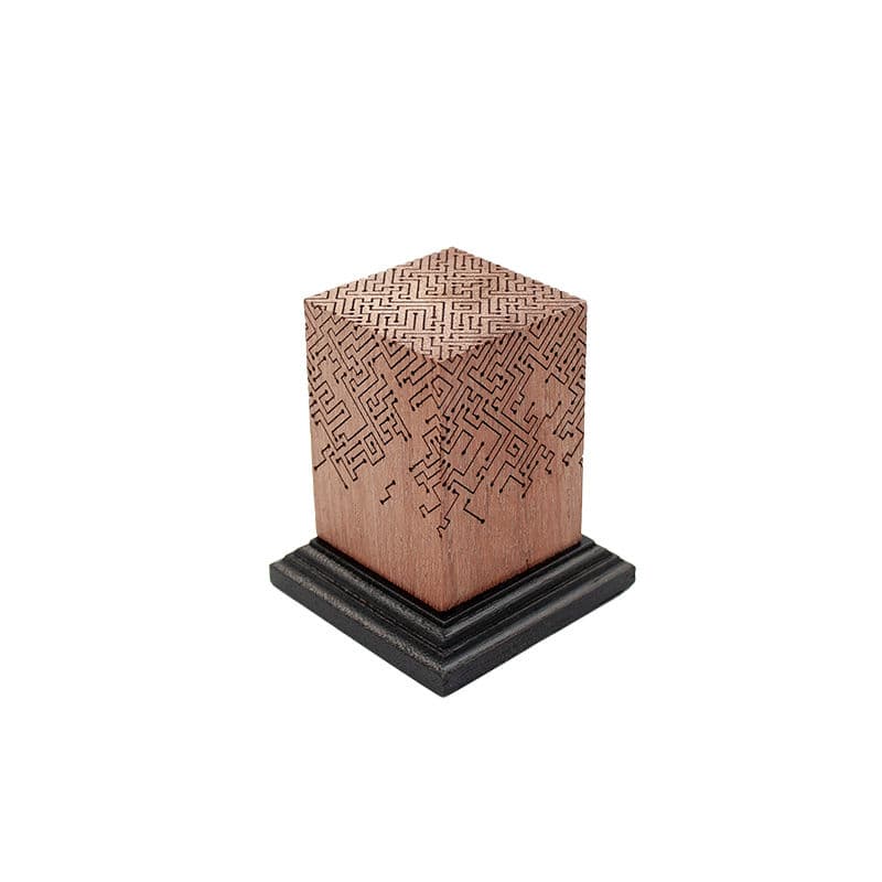 Engraved Teak Ornate Cyber Plinth (Type 8)