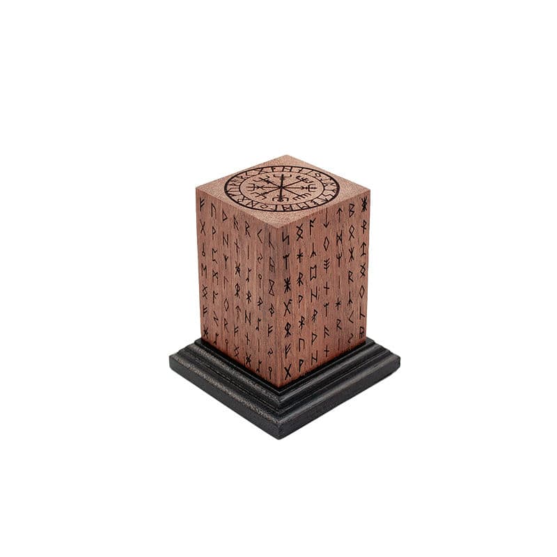 Engraved Teak Ornate Viking Plinth (Type 8)