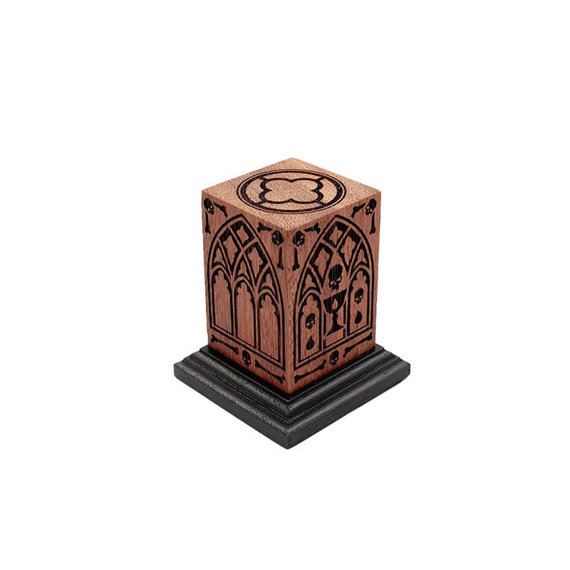 Engraved Teak Ornate Gothic Plinth (Type 8)